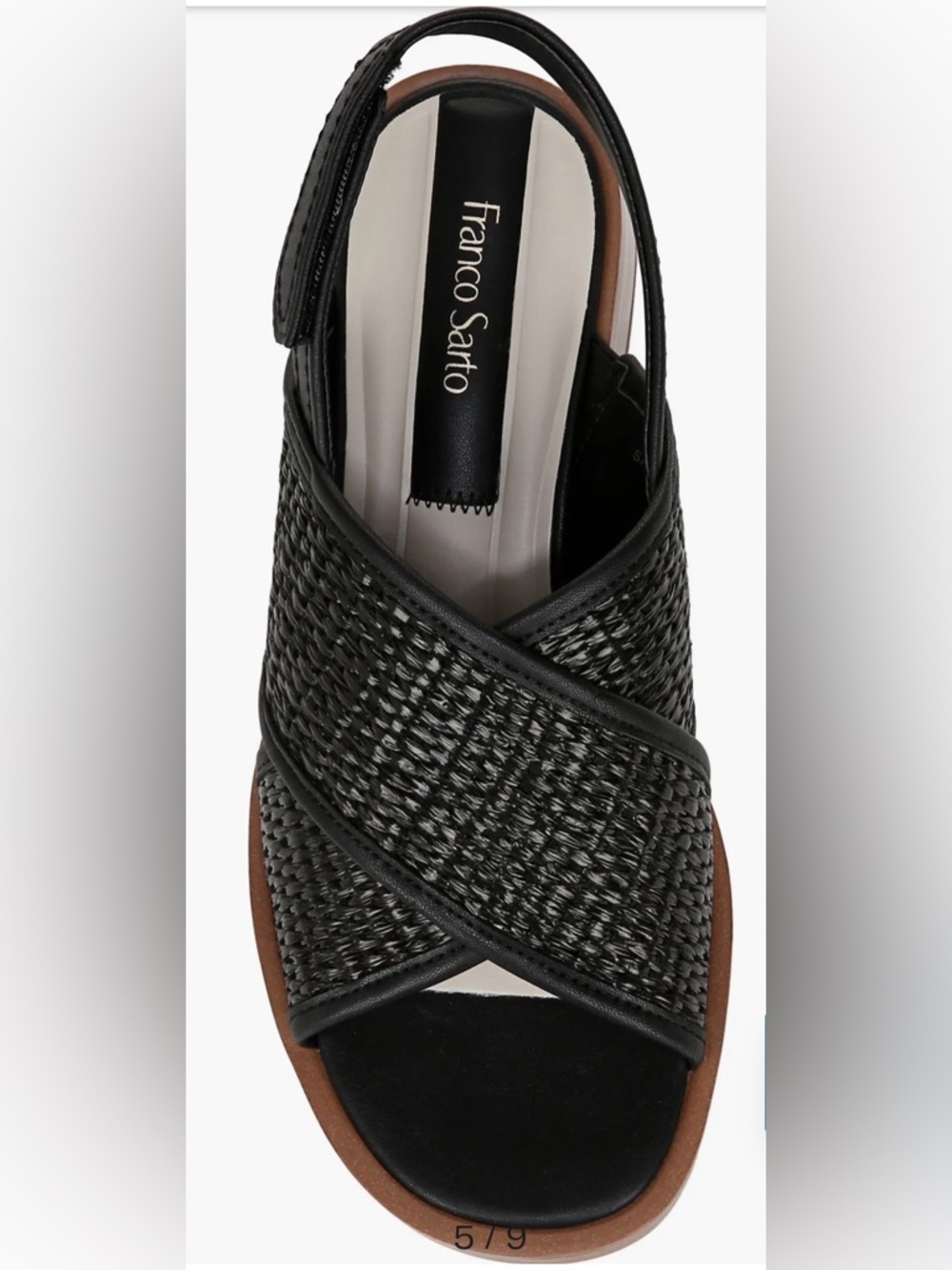 Franco Sarto Black size 7M Silvie Slingback Sandal Woven w adjustable strap. - Picture 2 of 9